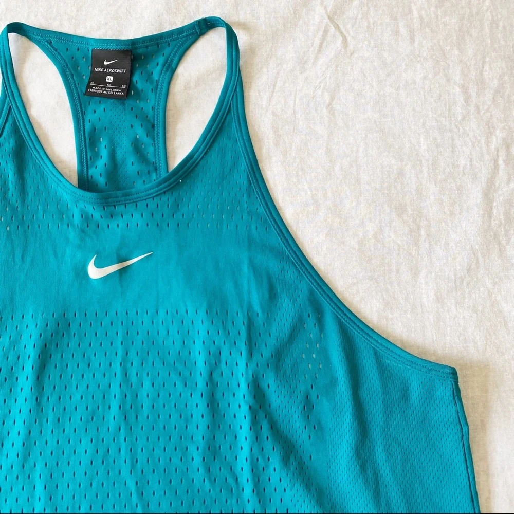 NIKE Aeroswift Dri-Fit Mesh Racerback Tank Top Teal XL NEW NWOT - Picture 1 of 7